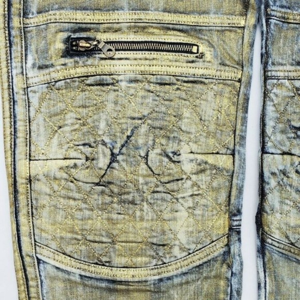 New ROBIN'S JEAN Racer Coated Slim Jeans SZ 40 - Picture 3 of 8